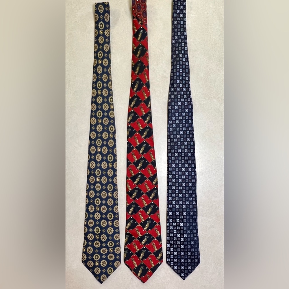 Tommy Hilfiger Neckties (LOT of 3) 100% Italian Silk Made in USA Golf Designer